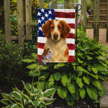 Load image into Gallery viewer, Orange and White Brittany American Flag Garden Flag
