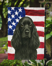 Load image into Gallery viewer, Black Cocker Spaniel American Flag Garden Flag