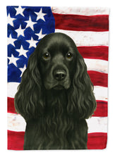 Load image into Gallery viewer, Black Cocker Spaniel American Flag Garden Flag