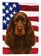 Load image into Gallery viewer, Chocolate Cocker Spaniel American Flag House Flag