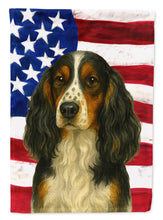 Load image into Gallery viewer, Tri-color English Springer Spaniel American Flag Garden Flag