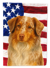 Load image into Gallery viewer, Red Merle American Shepherd American Flag Garden Flag