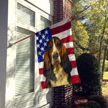 Load image into Gallery viewer, Tri-color Basset Hound American Flag House Flag