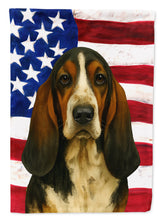 Load image into Gallery viewer, Tri-color Basset Hound American Flag House Flag