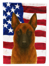 Load image into Gallery viewer, Mahogany Belgian Malinois American Flag House Flag