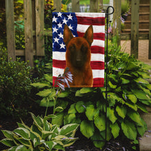 Load image into Gallery viewer, Mahogany Belgian Malinois American Flag Garden Flag