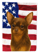 Load image into Gallery viewer, Chocolate Chihuahua American Flag House Flag