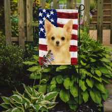 Load image into Gallery viewer, Cream Chihuahua American Flag Garden Flag