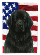 Load image into Gallery viewer, Black Newfoundland American Flag Garden Flag