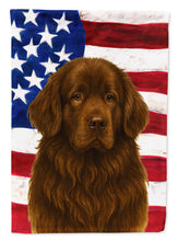 Load image into Gallery viewer, Brown Newfoundland American Flag Garden Flag
