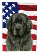 Load image into Gallery viewer, Gray Newfoundland American Flag Garden Flag