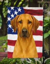 Load image into Gallery viewer, Rhodesian Ridgeback American Flag Garden Flag