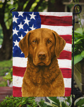 Load image into Gallery viewer, Brown Chesapeake Bay Retriever American Flag Garden Flag