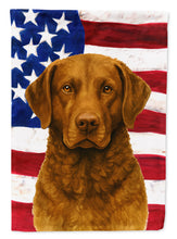 Load image into Gallery viewer, Brown Chesapeake Bay Retriever American Flag Garden Flag