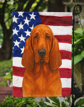 Load image into Gallery viewer, Red Bloodhound American Flag Garden Flag
