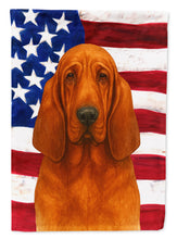 Load image into Gallery viewer, Red Bloodhound American Flag Garden Flag