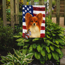 Load image into Gallery viewer, Red Papillon American Flag Garden Flag
