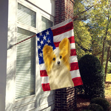 Load image into Gallery viewer, White with Lemon Papillon American Flag House Flag