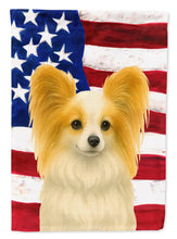 Load image into Gallery viewer, White with Lemon Papillon American Flag Garden Flag