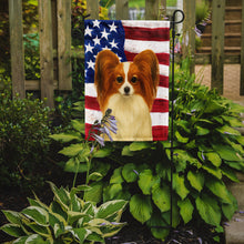 Load image into Gallery viewer, White with Red Papillon American Flag Garden Flag