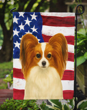 Load image into Gallery viewer, White with Red Papillon American Flag Garden Flag