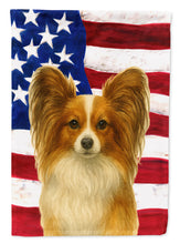 Load image into Gallery viewer, White with Sable Papillon American Flag House Flag