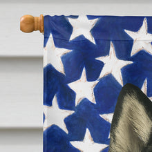 Load image into Gallery viewer, Black and White Alaskan Malamute American Flag House Flag