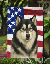 Load image into Gallery viewer, Black and White Alaskan Malamute American Flag Garden Flag