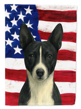Load image into Gallery viewer, Black and White Basenji American Flag House Flag