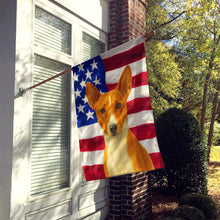 Load image into Gallery viewer, Red and White Basenji American Flag House Flag