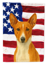 Load image into Gallery viewer, Red and White Basenji American Flag House Flag