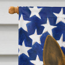 Load image into Gallery viewer, Brindle and White Basenji American Flag House Flag