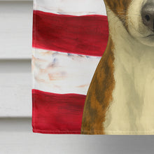 Load image into Gallery viewer, Brindle and White Basenji American Flag House Flag