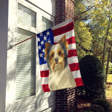 Load image into Gallery viewer, White Biewer Terrier American Flag House Flag