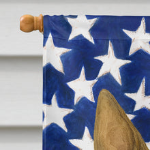 Load image into Gallery viewer, Brindle and White Bull Terrier American Flag House Flag