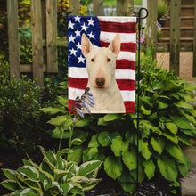 Load image into Gallery viewer, White Bull Terrier American Flag Garden Flag