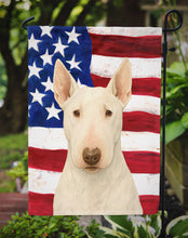 Load image into Gallery viewer, White Bull Terrier American Flag Garden Flag