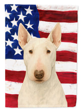 Load image into Gallery viewer, White Bull Terrier American Flag Garden Flag