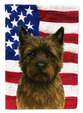 Load image into Gallery viewer, Brindle Cairn Terrier American Flag Garden Flag