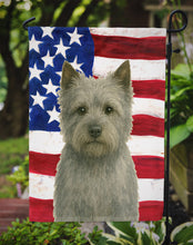 Load image into Gallery viewer, Gray Cairn Terrier American Flag Garden Flag