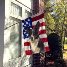 Load image into Gallery viewer, Black and White Cardigan Welsh Corgi American Flag House Flag