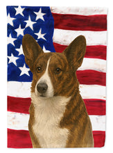 Load image into Gallery viewer, Brindle Cardigan Welsh Corgi American Flag Garden Flag