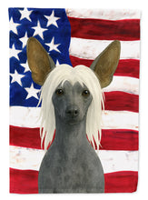 Load image into Gallery viewer, Hairless Slate Gray Chinese Crested American Flag House Flag