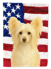 Load image into Gallery viewer, Cream and White Powderpuff Chinese Crested American Flag House Flag