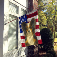 Load image into Gallery viewer, Tri-color Powderpuff Chinese Crested American Flag House Flag