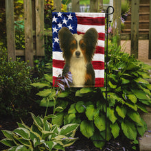 Load image into Gallery viewer, Tri-color Powderpuff Chinese Crested American Flag Garden Flag