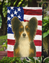 Load image into Gallery viewer, Tri-color Powderpuff Chinese Crested American Flag Garden Flag