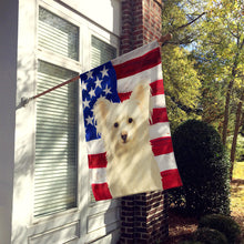 Load image into Gallery viewer, White Powderpuff Chinese Crested American Flag House Flag