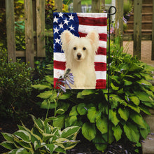 Load image into Gallery viewer, White Powderpuff Chinese Crested American Flag Garden Flag
