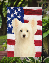 Load image into Gallery viewer, White Powderpuff Chinese Crested American Flag Garden Flag